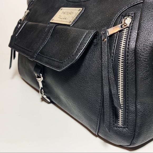 Nicole Miller Large Black Leather Shoulder Bag - Picture 3 of 7